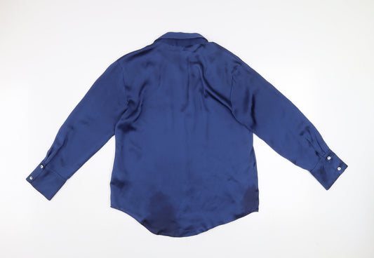 Womens UK Size S Zara Blue Basic Blouse