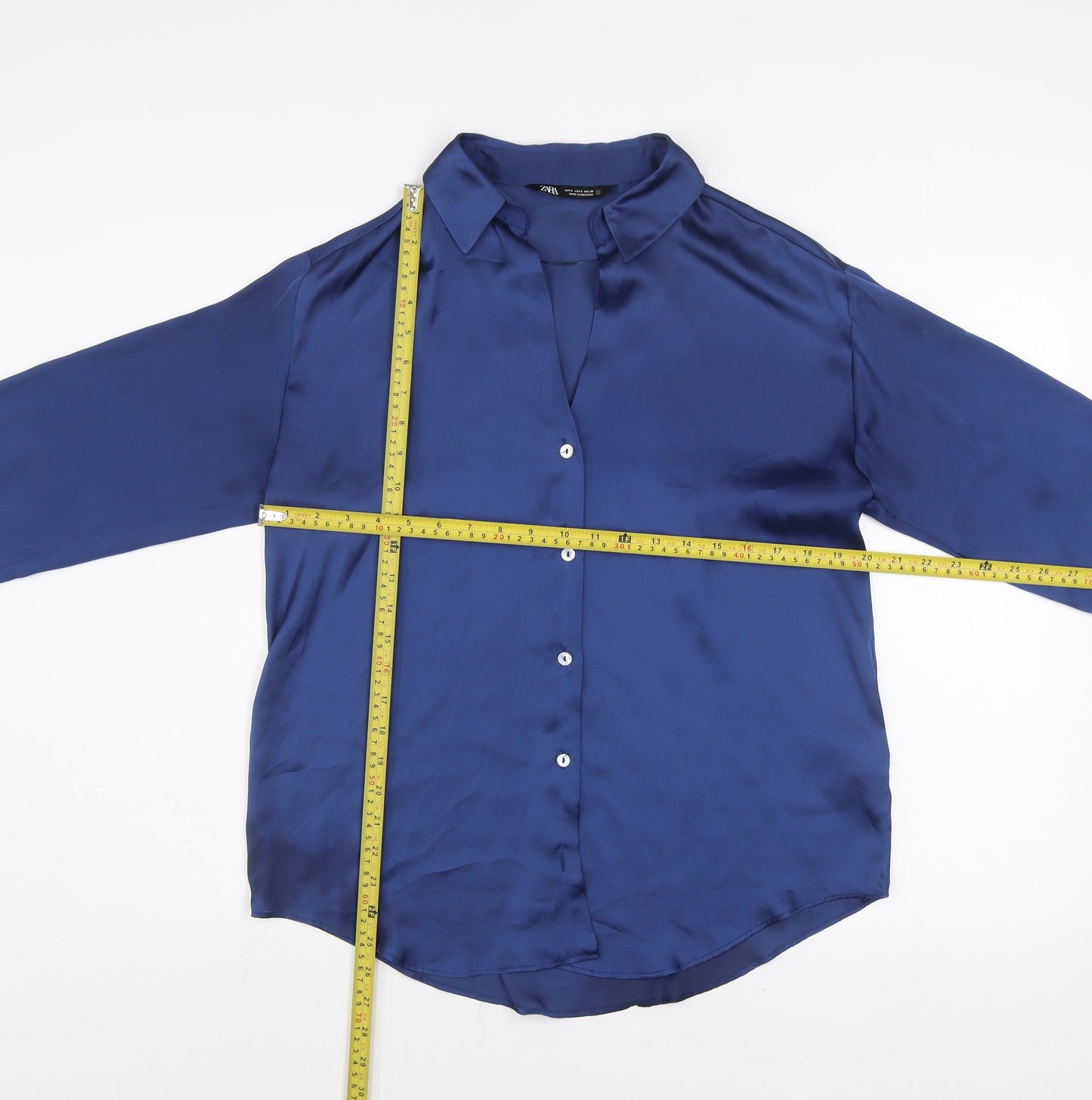 Womens UK Size S Zara Blue Basic Blouse