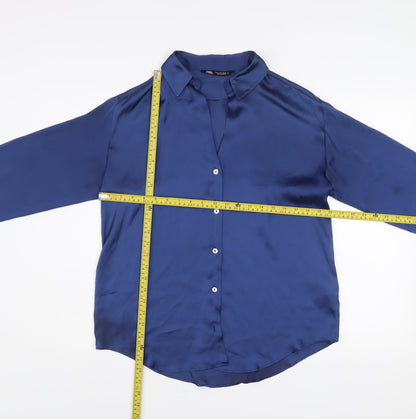 Womens UK Size S Zara Blue Basic Blouse