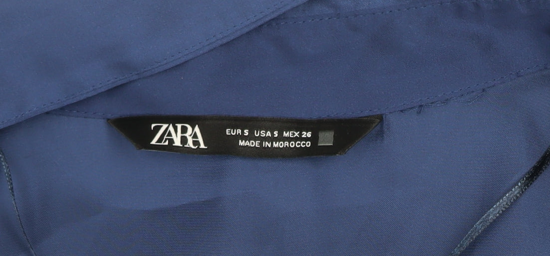Womens UK Size S Zara Blue Basic Blouse