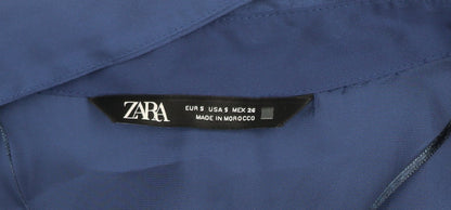 Womens UK Size S Zara Blue Basic Blouse