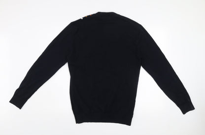 Next Men's Black Cotton Striped Crew Neck Jumper Size L