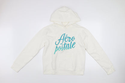 Womens UK Size M Aeropostale White Pullover Hoodie