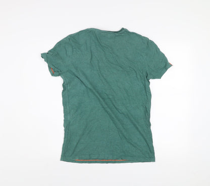 Superdry Men's Green V-Neck Orange Label T-Shirt Size S