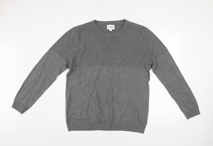 Pull & Bear Men's Grey Cotton Crew Neck Jumper Size L