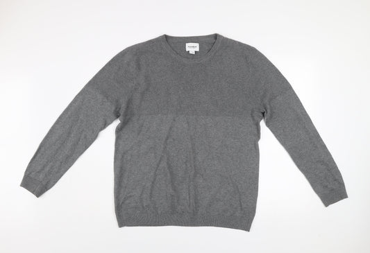 Pull & Bear Men's Grey Cotton Crew Neck Jumper Size L