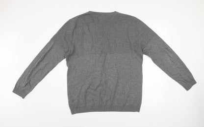 Pull & Bear Men's Grey Cotton Crew Neck Jumper Size L