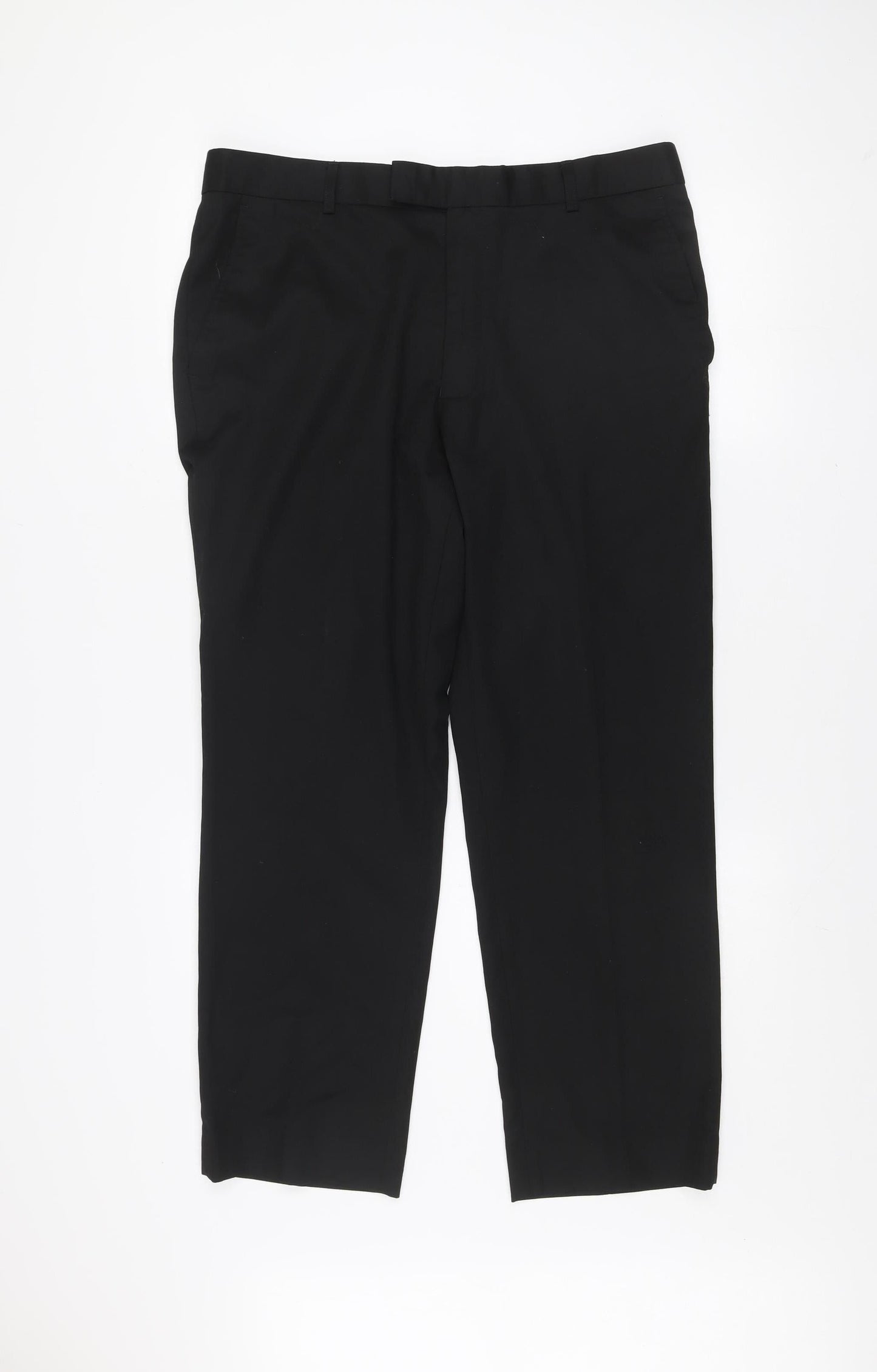 F&F Womens Black Formal Straight Leg Trousers Size 36 Regular