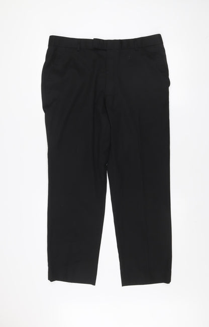 F&F Womens Black Formal Straight Leg Trousers Size 36 Regular