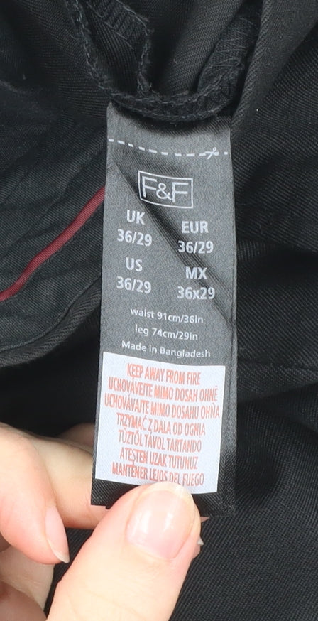 F&F Womens Black Formal Straight Leg Trousers Size 36 Regular