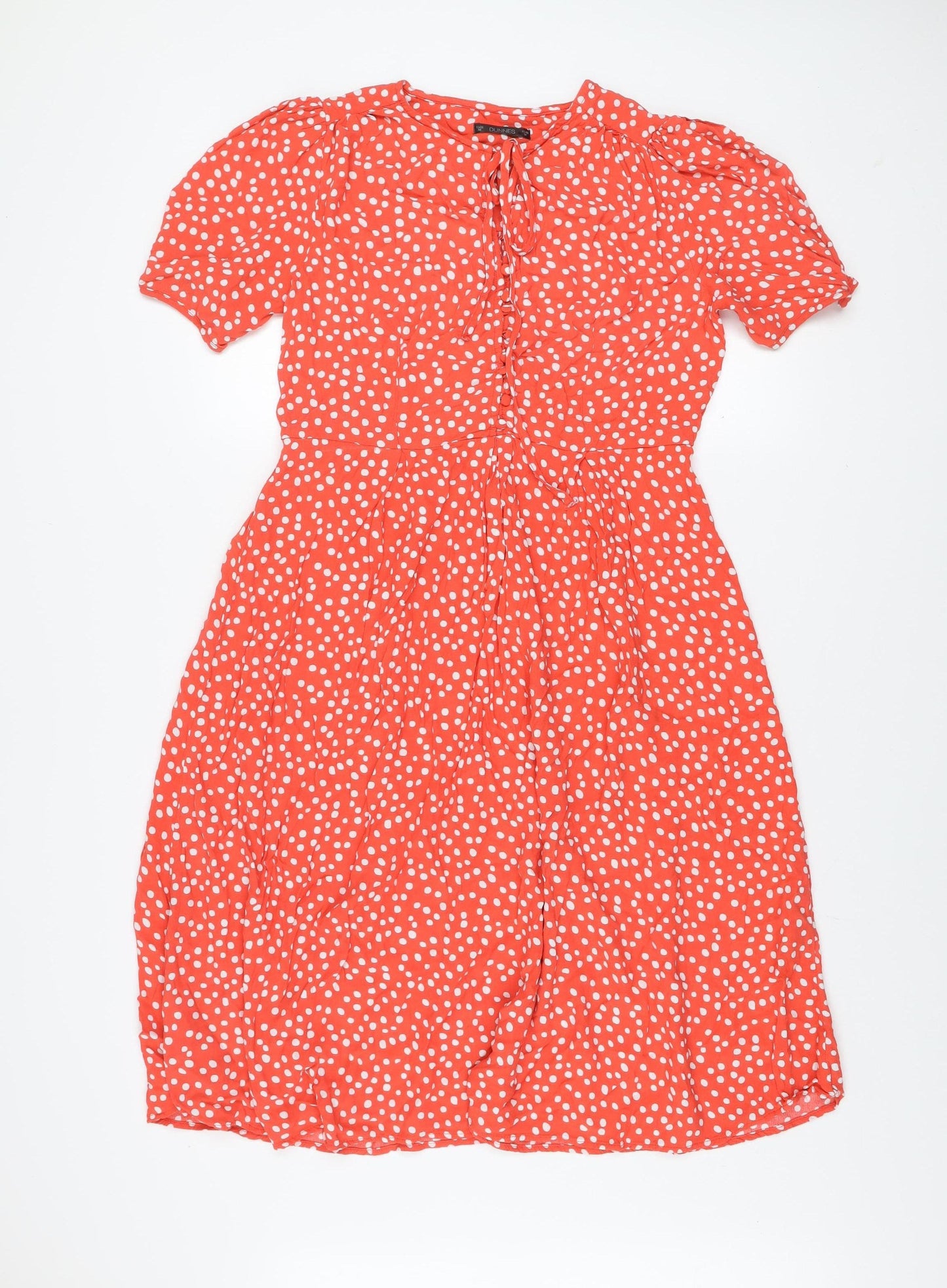 Dunnes Women’s Orange Polka Dot Midi Fit & Flare Dress Size M
