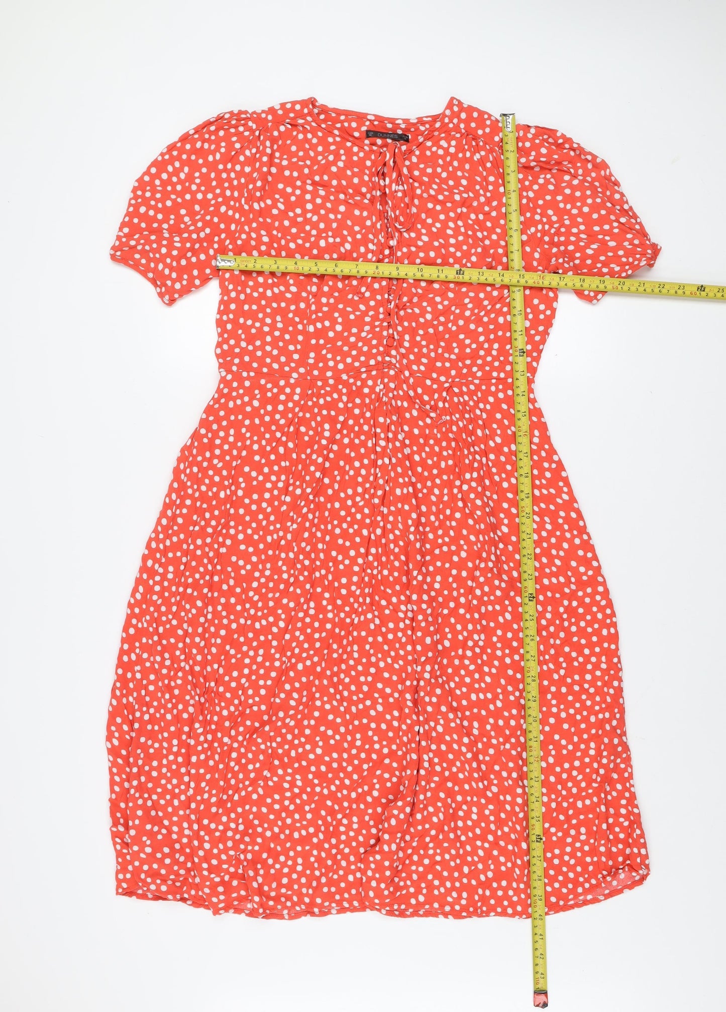 Dunnes Women’s Orange Polka Dot Midi Fit & Flare Dress Size M