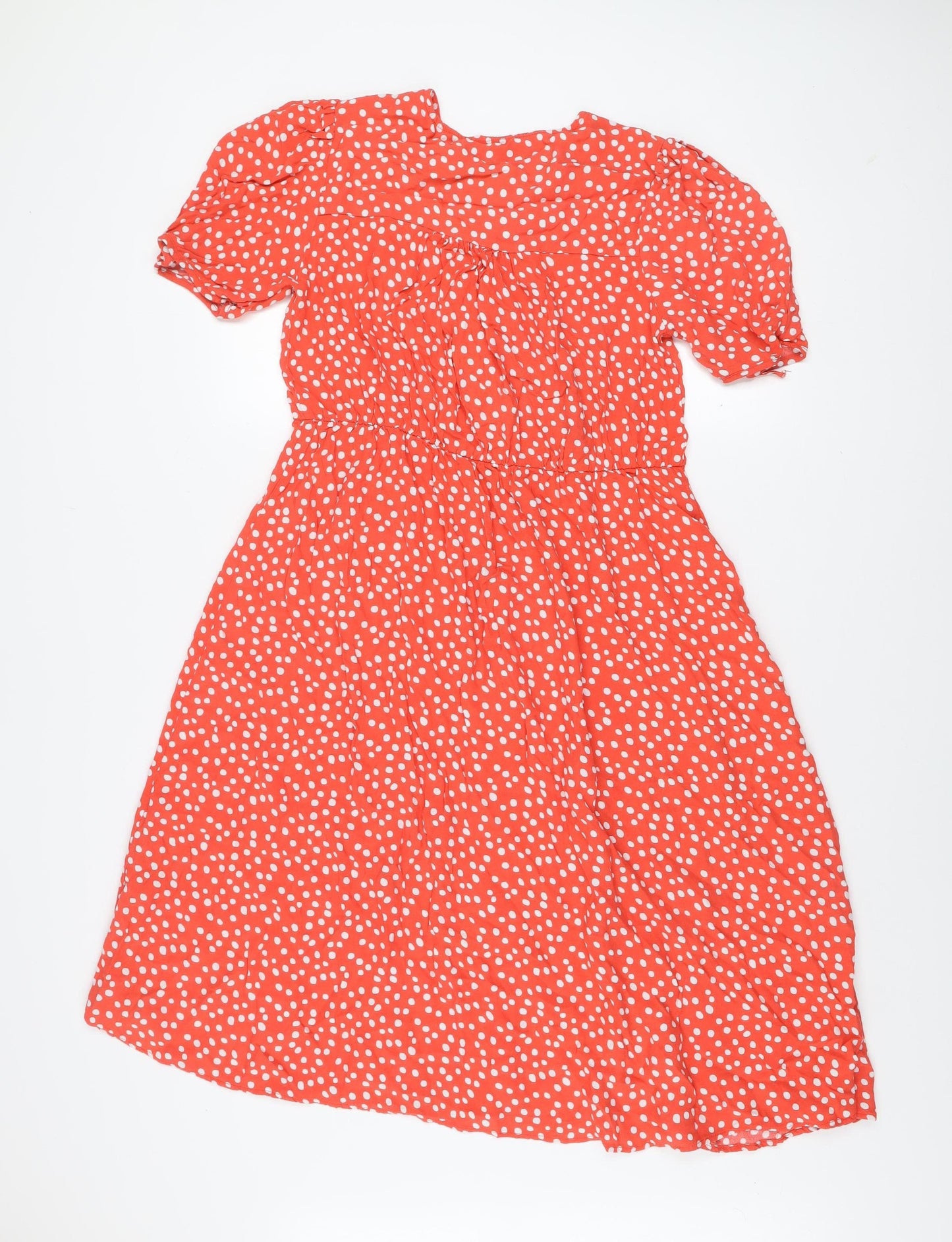 Dunnes Women’s Orange Polka Dot Midi Fit & Flare Dress Size M
