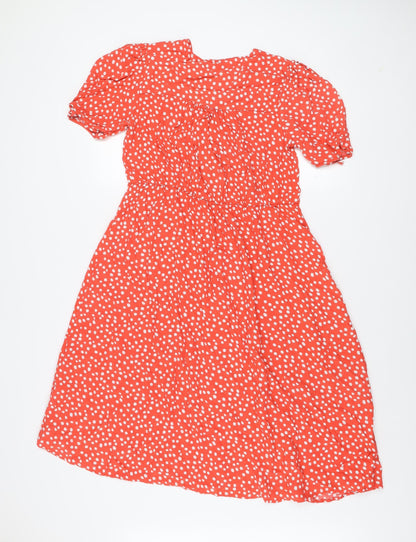 Dunnes Women’s Orange Polka Dot Midi Fit & Flare Dress Size M