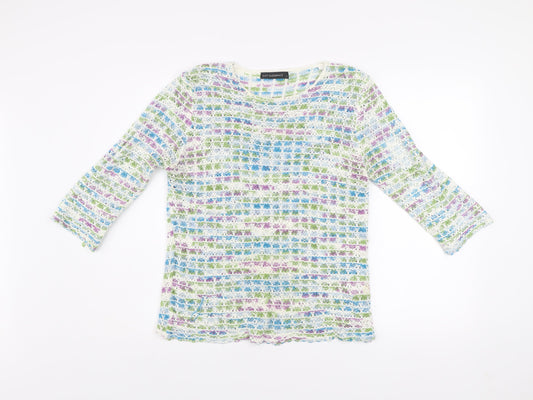 Just Elegance Women’s Multicoloured Open-Knit Pullover Jumper S