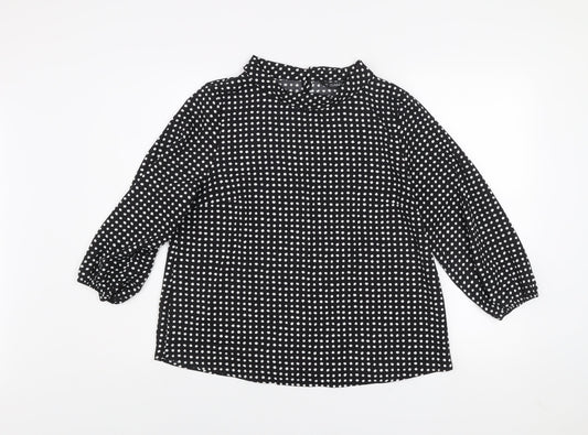 Dunnes Women's Black Polka Dot Long Sleeve Blouse Size 14