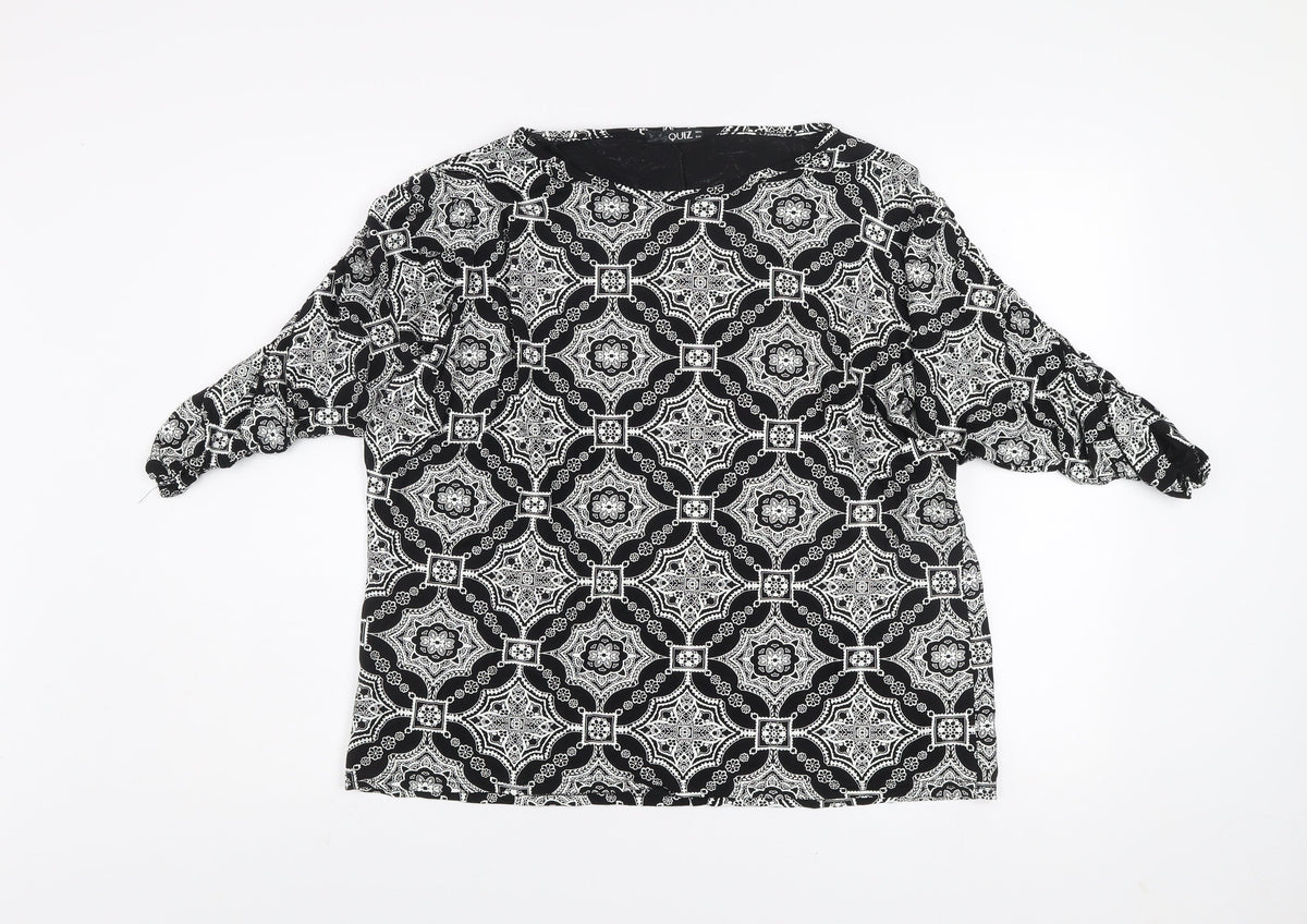 Womens UK Size 16 Quiz Black Tunic Blouse
