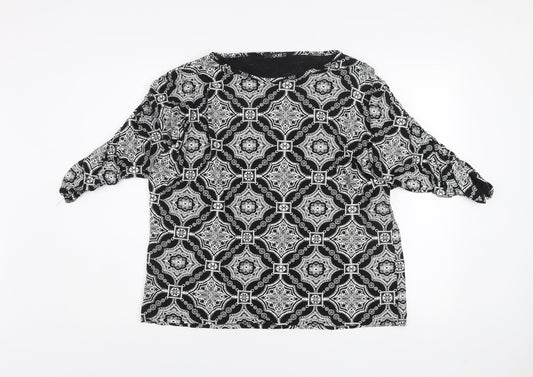 QUIZ Women's Black White Geometric Tunic Blouse Size 16