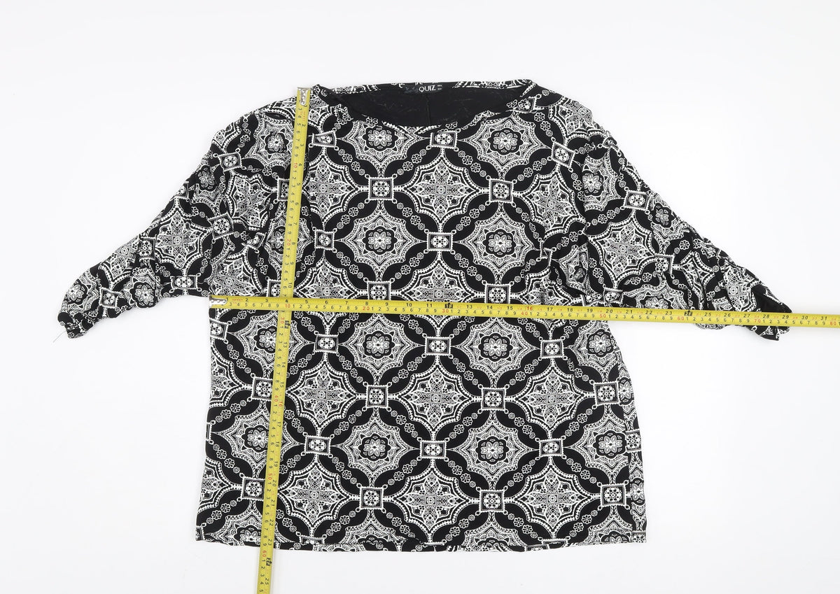 Womens UK Size 16 Quiz Black Tunic Blouse