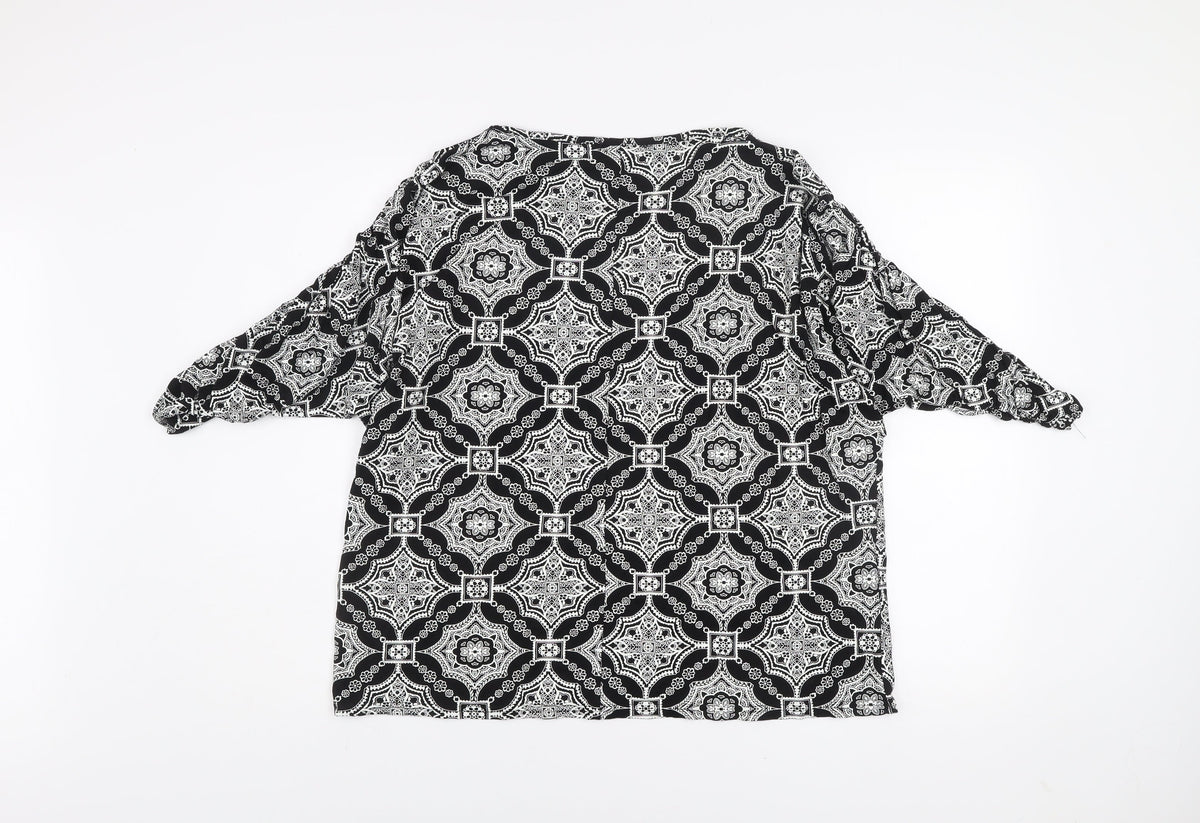 Womens UK Size 16 Quiz Black Tunic Blouse