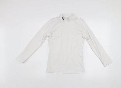 Under Armour Boys White Long Sleeve Mock Neck ColdGear Top L