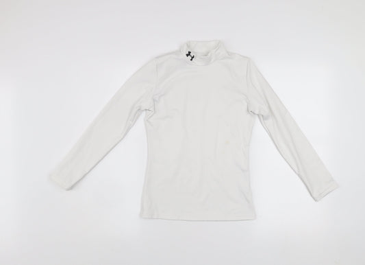 Under Armour Boys White Long Sleeve Mock Neck ColdGear Top L