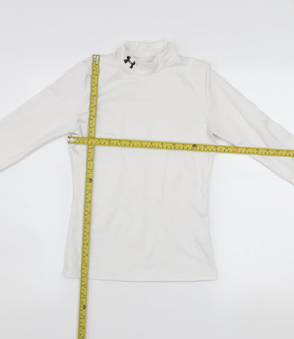 Under Armour Boys White Long Sleeve Mock Neck ColdGear Top L