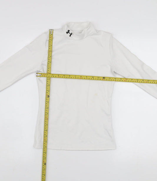 Under Armour Boys White Long Sleeve Mock Neck ColdGear Top L