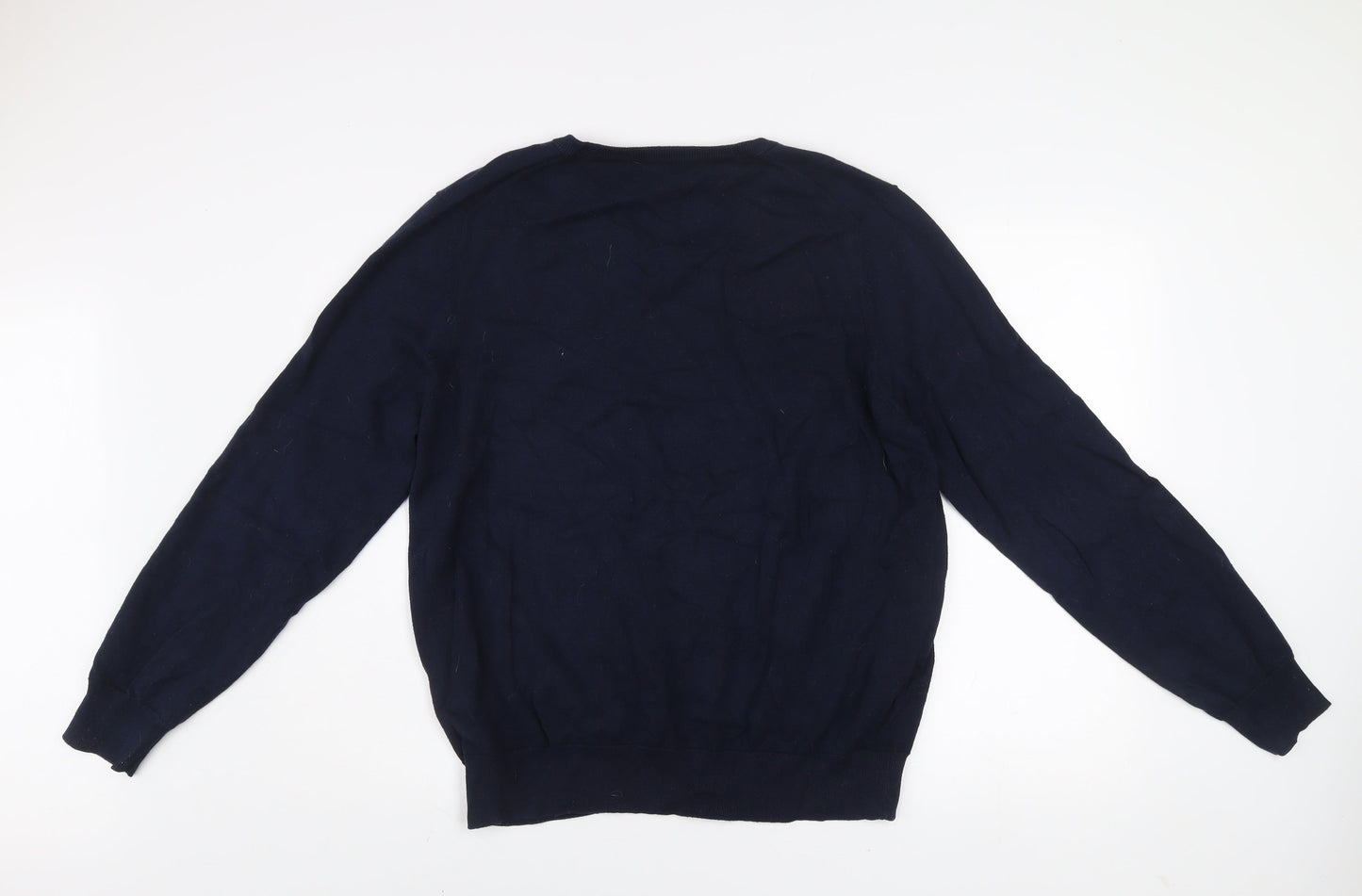 Marks and Spencer Men's Blue 2XL V-Neck Cotton Jumper