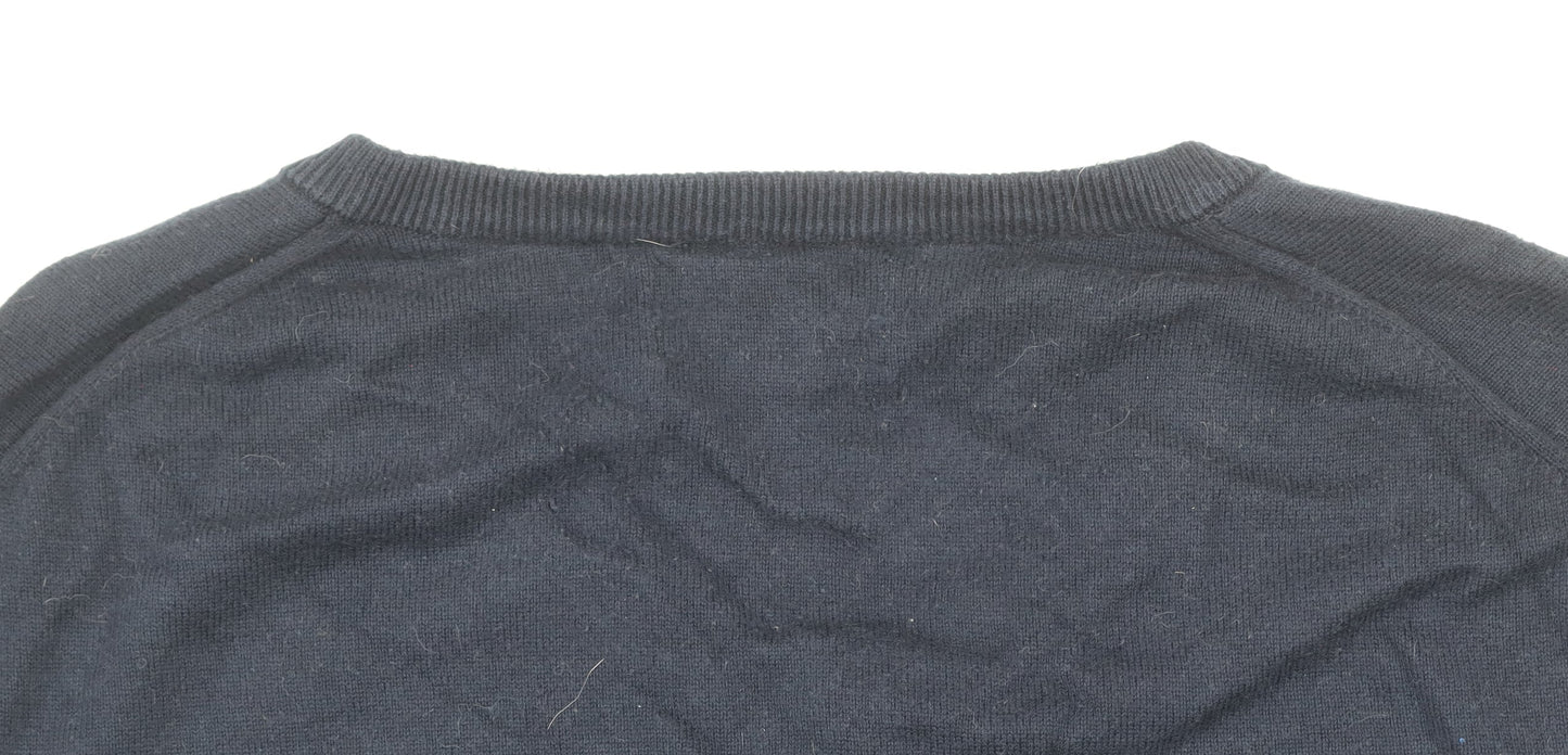 Marks and Spencer Men's Blue 2XL V-Neck Cotton Jumper