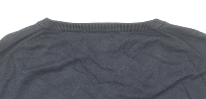 Marks and Spencer Men's Blue 2XL V-Neck Cotton Jumper
