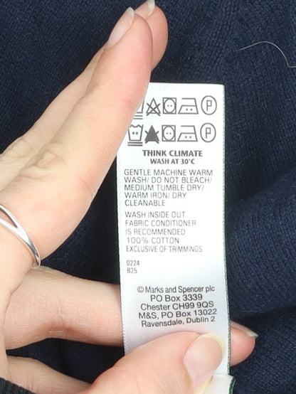 Marks and Spencer Men's Blue 2XL V-Neck Cotton Jumper