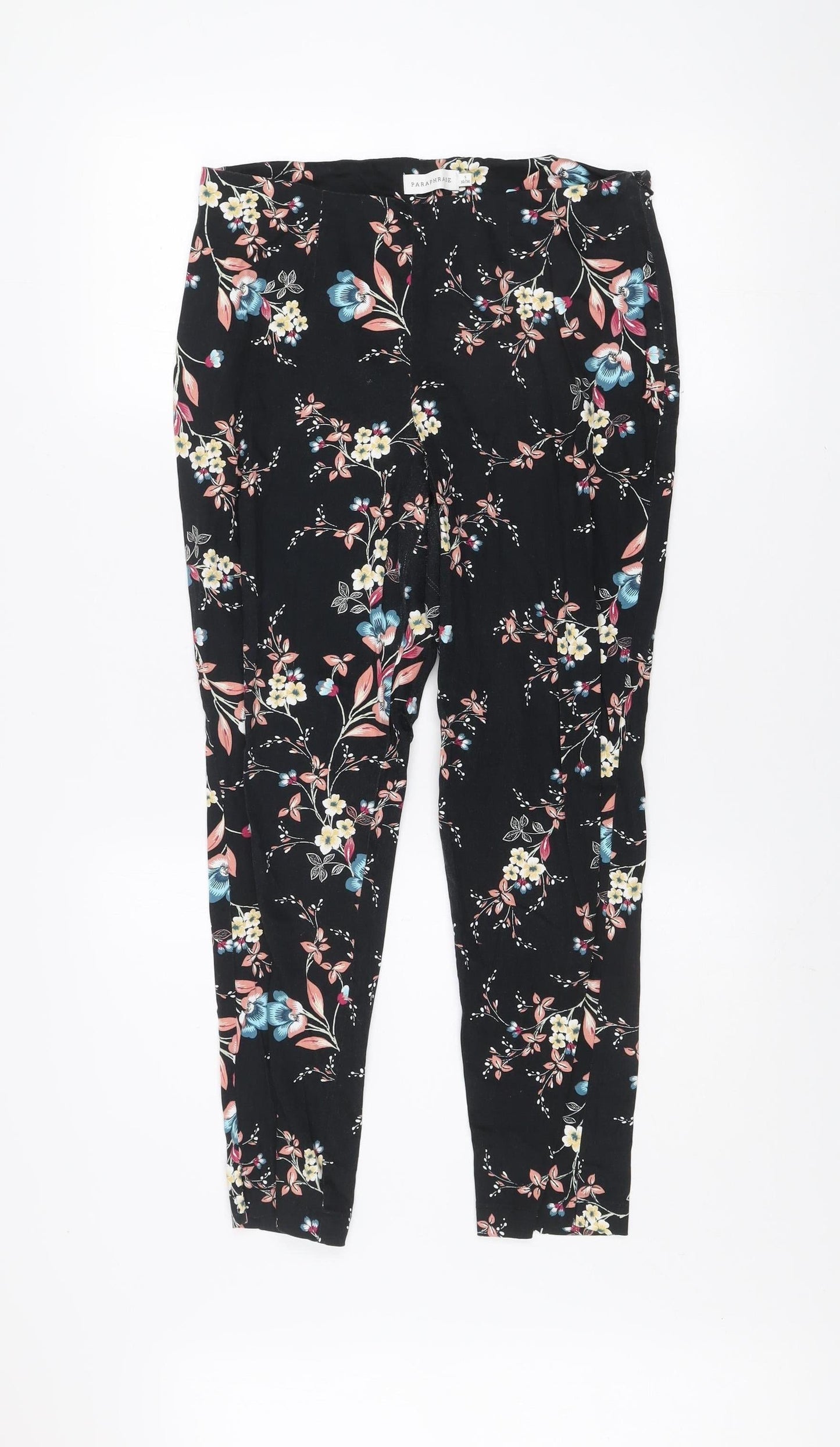 Paraphrase Women’s Black Floral Slim Fit Cotton Stretch Leggings Size S 10