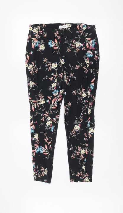 Paraphrase Women’s Black Floral Slim Fit Cotton Stretch Leggings Size S 10