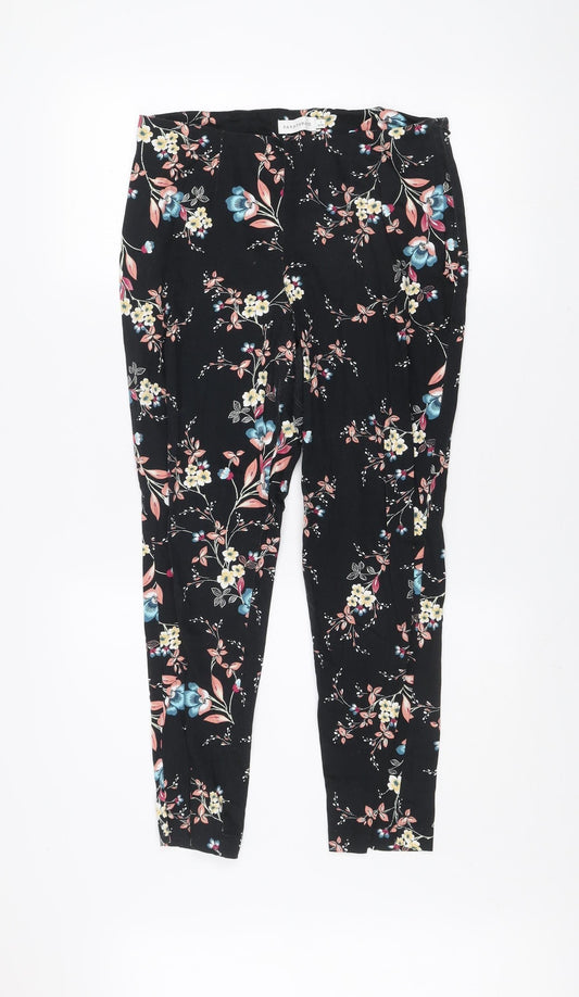 Paraphrase Women’s Black Floral Slim Fit Cotton Stretch Leggings Size S 10