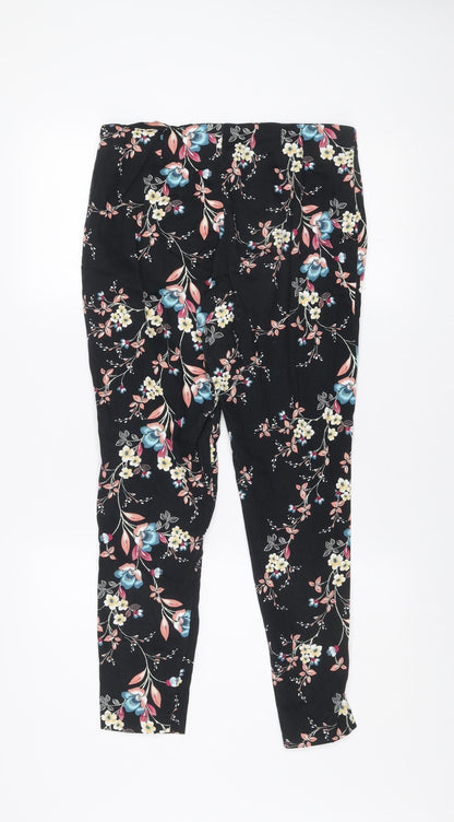 Paraphrase Women’s Black Floral Slim Fit Cotton Stretch Leggings Size S 10