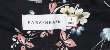 Paraphrase Women’s Black Floral Slim Fit Cotton Stretch Leggings Size S 10
