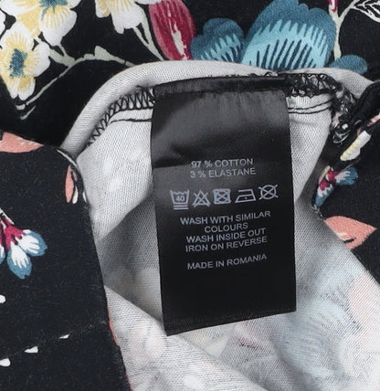 Paraphrase Women’s Black Floral Slim Fit Cotton Stretch Leggings Size S 10