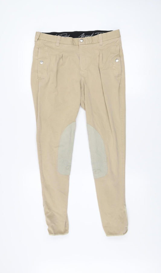 Mark Todd Mens Beige 32 Regular Fit Stretch Trousers