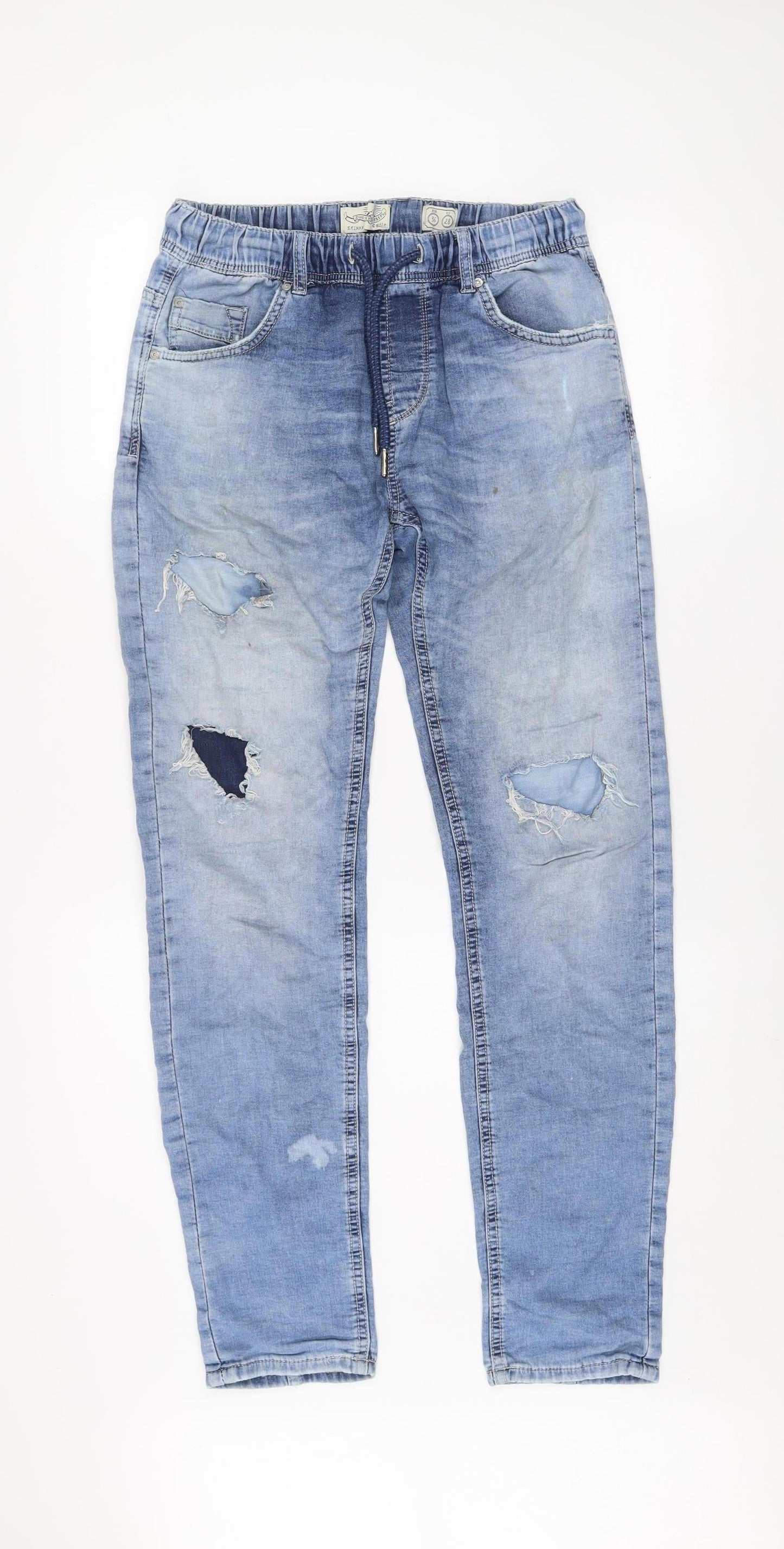 Celio Blue French Market Skinny Fit Light Blue Distressed Jeans Men EUR 36