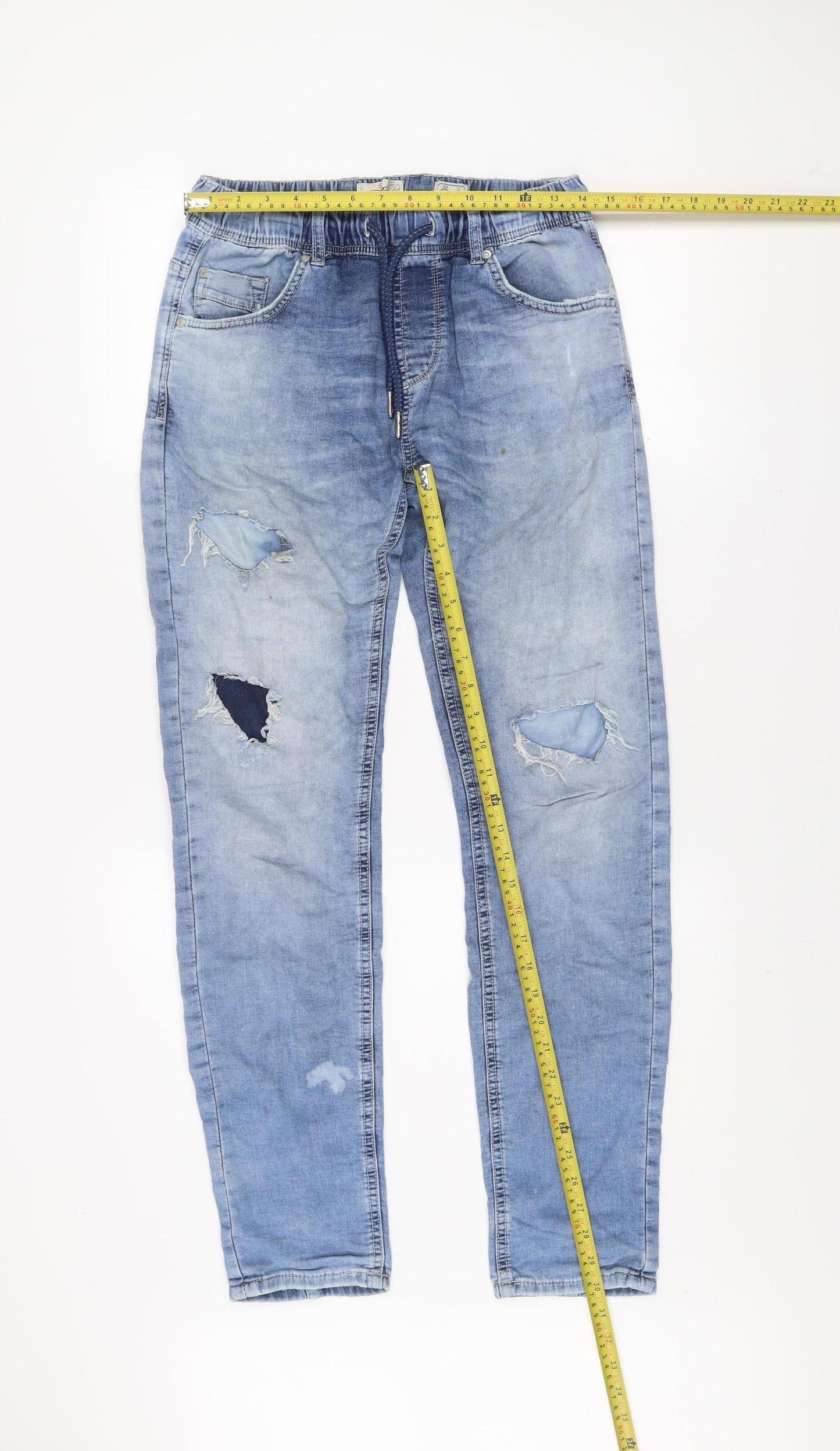 Celio Blue French Market Skinny Fit Light Blue Distressed Jeans Men EUR 36