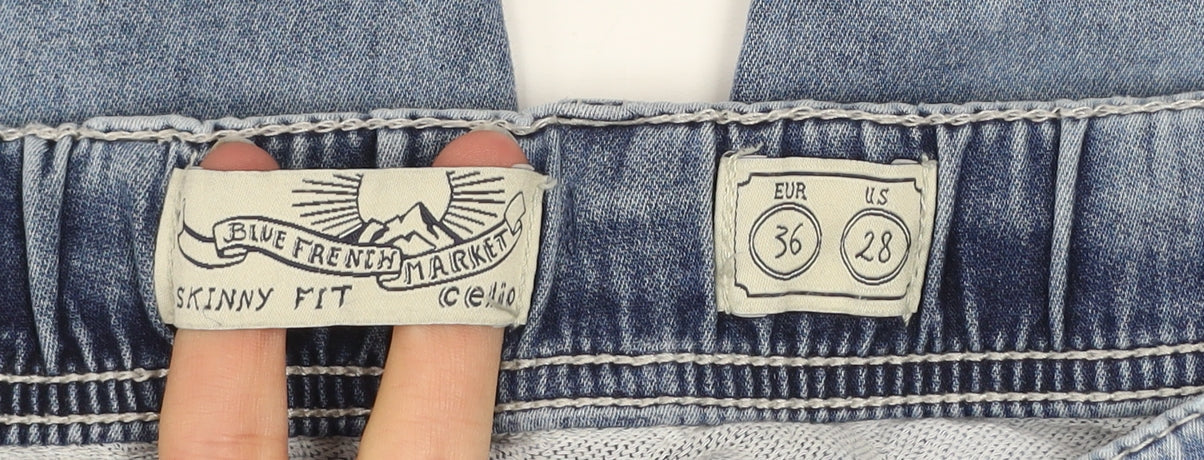 Celio Blue French Market Skinny Fit Light Blue Distressed Jeans Men EUR 36