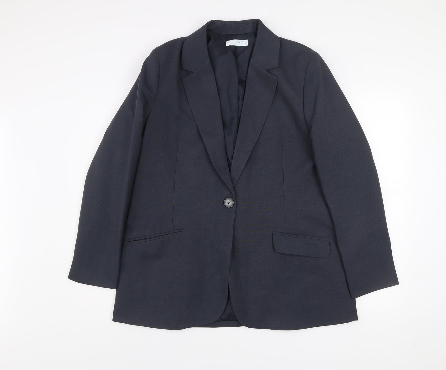 Primark Women Black Regular Fit One-Button Blazer Jacket Size M 12-14