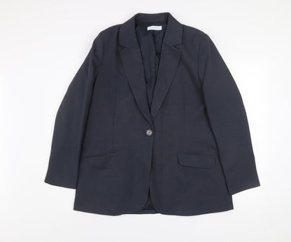 Primark Women Black Regular Fit One-Button Blazer Jacket Size M 12-14