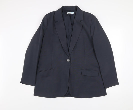 Primark Women Black Regular Fit One-Button Blazer Jacket Size M 12-14