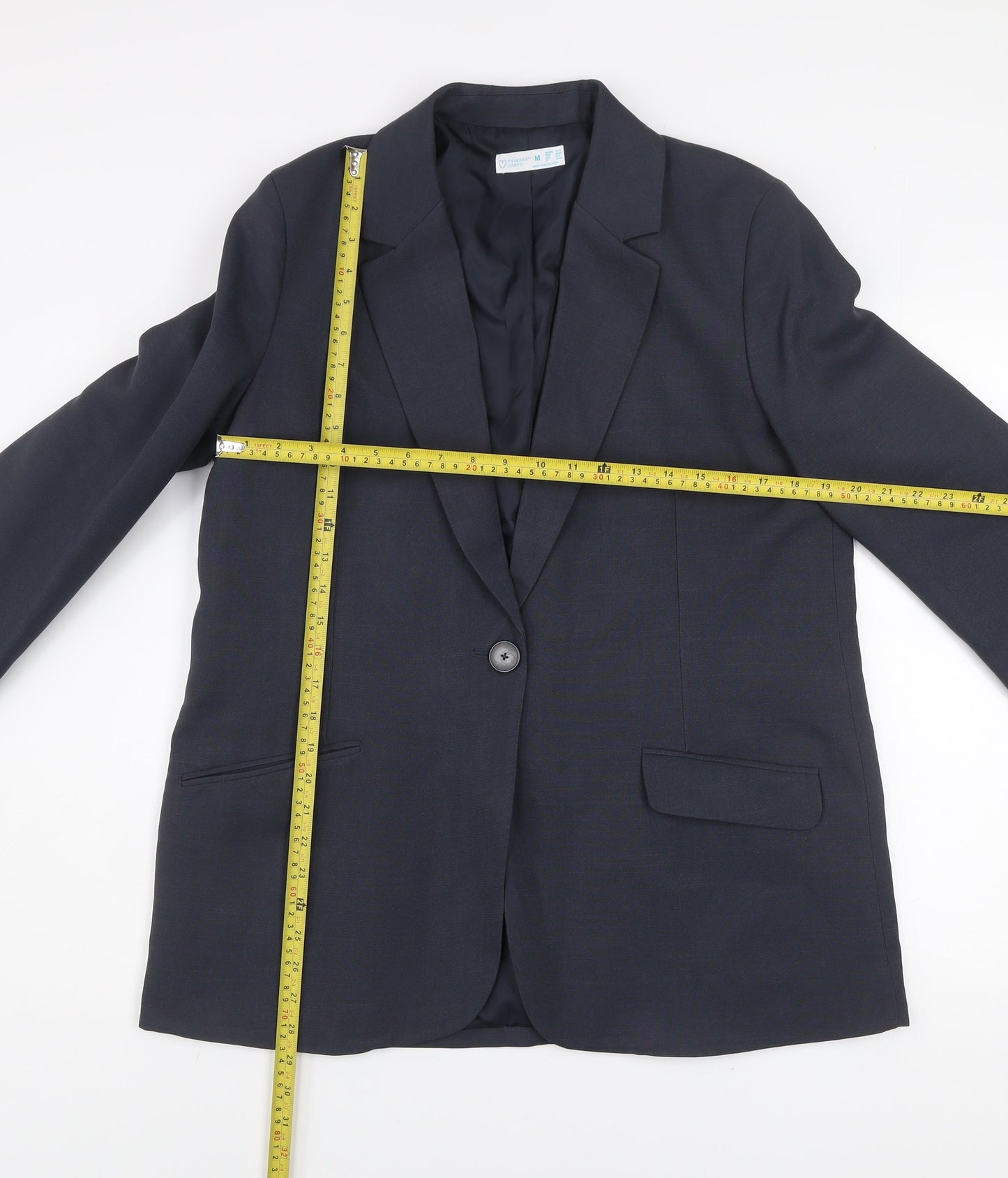 Primark Women Black Regular Fit One-Button Blazer Jacket Size M 12-14