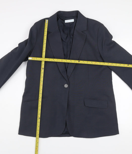 Primark Women Black Regular Fit One-Button Blazer Jacket Size M 12-14