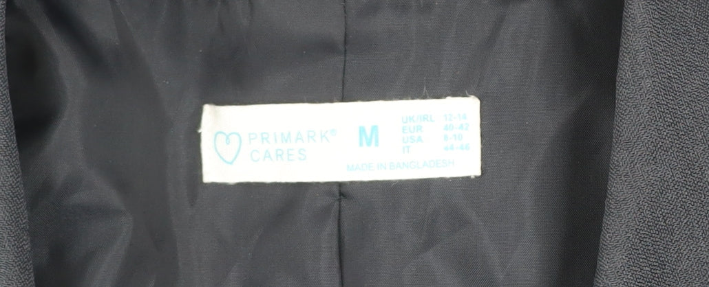 Primark Women Black Regular Fit One-Button Blazer Jacket Size M 12-14