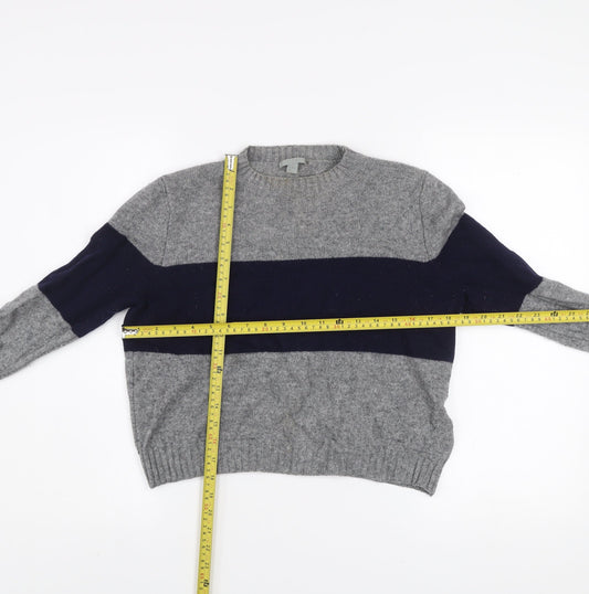COS Womens Grey Wool Crew Neck Long Sleeve Pullover Jumper XS