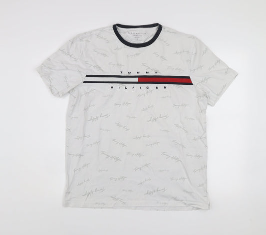 Tommy Hilfiger Men's White Regular Fit Logo Short Sleeve T-Shirt Size L